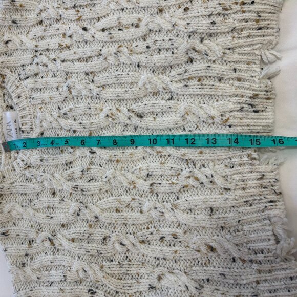 ZARA KID'S GIRL Cream Flecked Distressed Cropped Cable-Knit Sweater, 13-14 Years - Picture 8 of 14